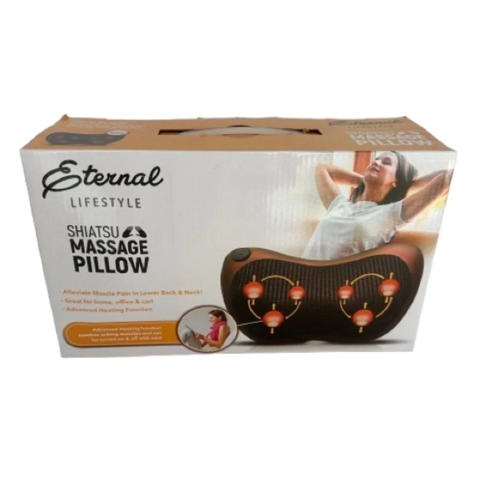 Eternal Lifestyle Shiatsu Massage Pillow Heated Neck Back Massager AC & Car